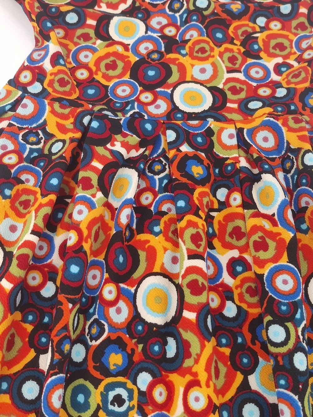 ✨LuLaRoe Amelia Dress Size Medium Mod Retro Colorful Swirl Pleated Pockets✨ - Picture 7 of 12